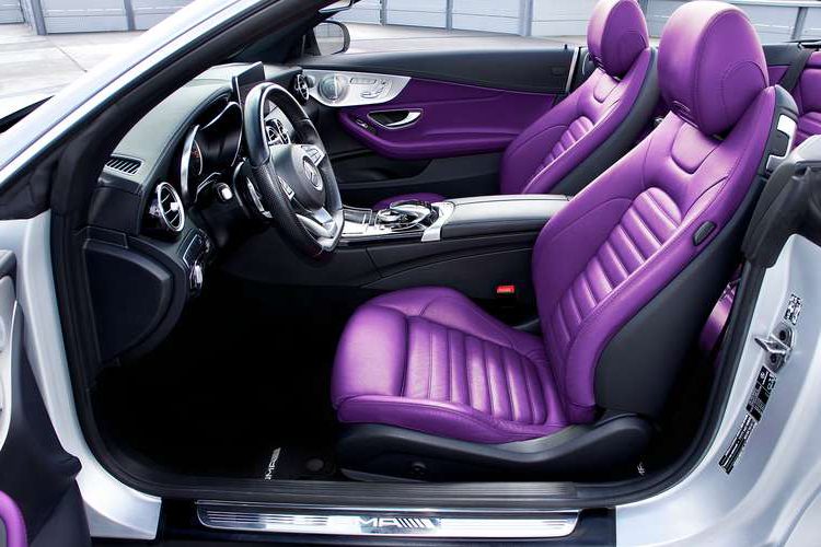 Car leather repair San Diego – custom purple leather interior and seats