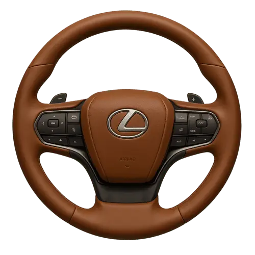 Car leather repair San Diego - Lexus steering wheel restoration brown leather