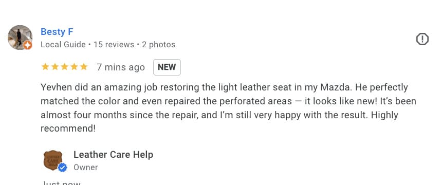 Leather repair and conditioning review San Diego