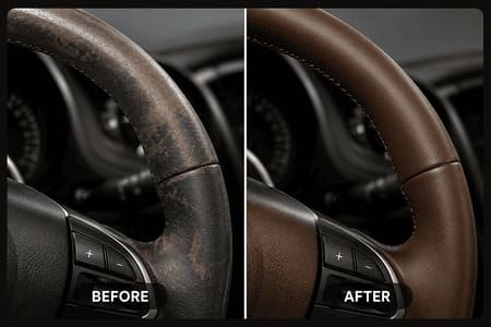 Luxury leather steering wheel restoration
