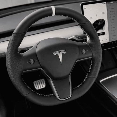 Tesla Steering Wheel after rewrap 5