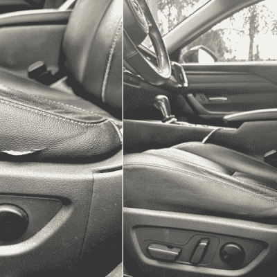 Car seat side bolster leather repair – before and after restoration