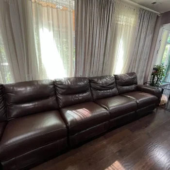 faded leather couch restoration after