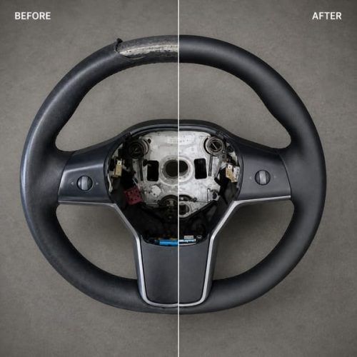 Before and after steering wheel restoration repair