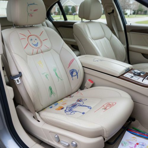 emove stains from leather car seats – professional car interior cleaning and leather seat recoloring after marker stains